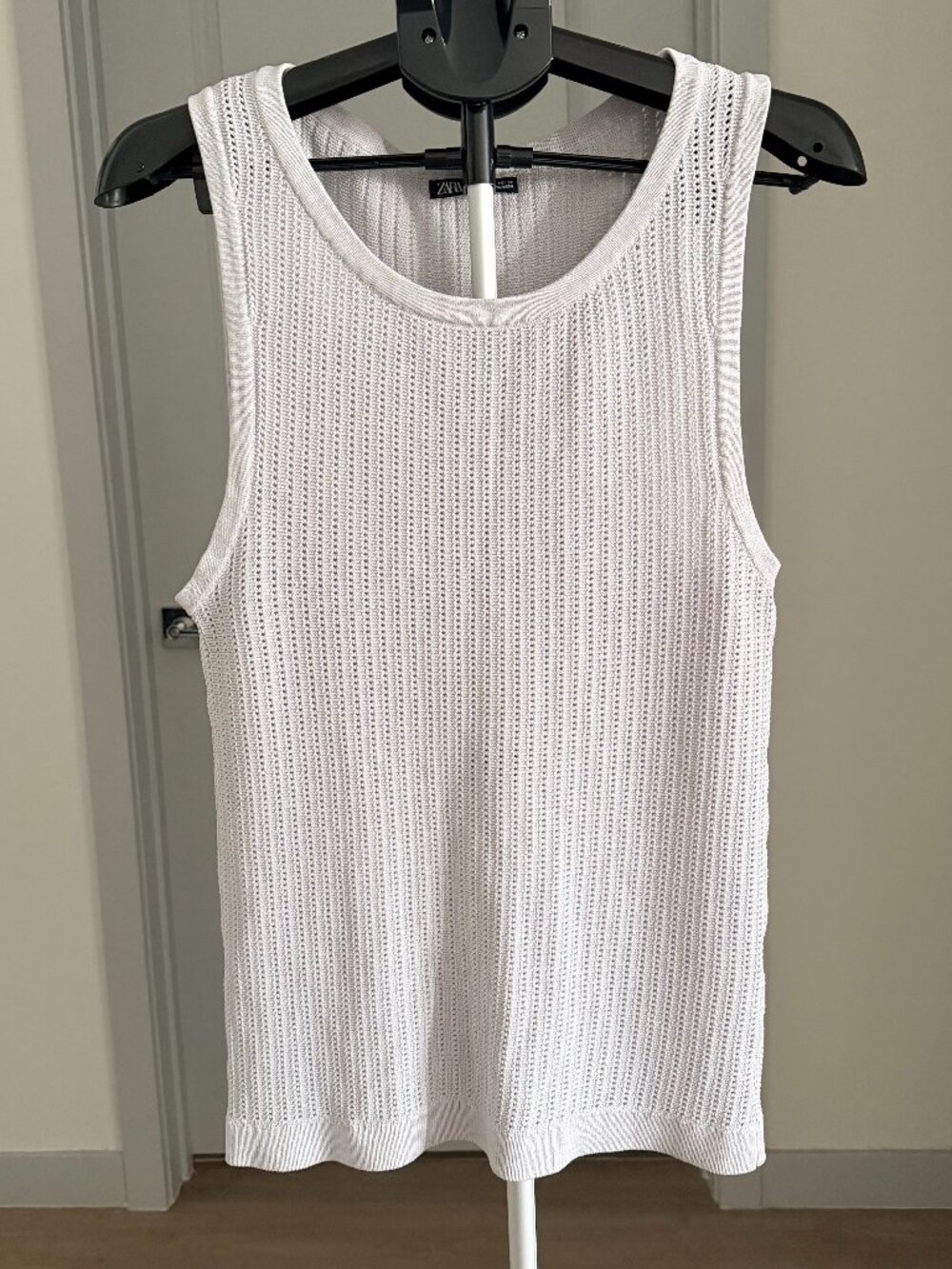 Zara Womens Knit Tank Sweater Top Gray Sz L Neutral Capsule Wardrobe Minimalist